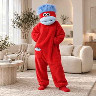 Red FROGGI plush character onesie – premium studio view