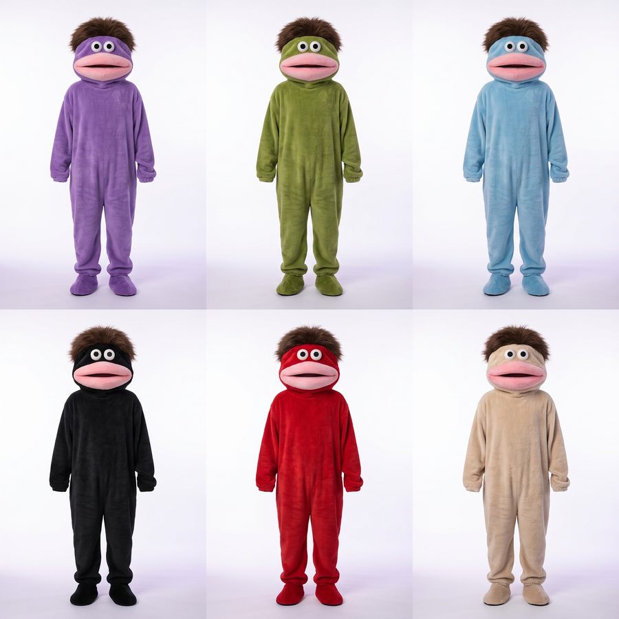 FROGGI plush character onesie color lineup